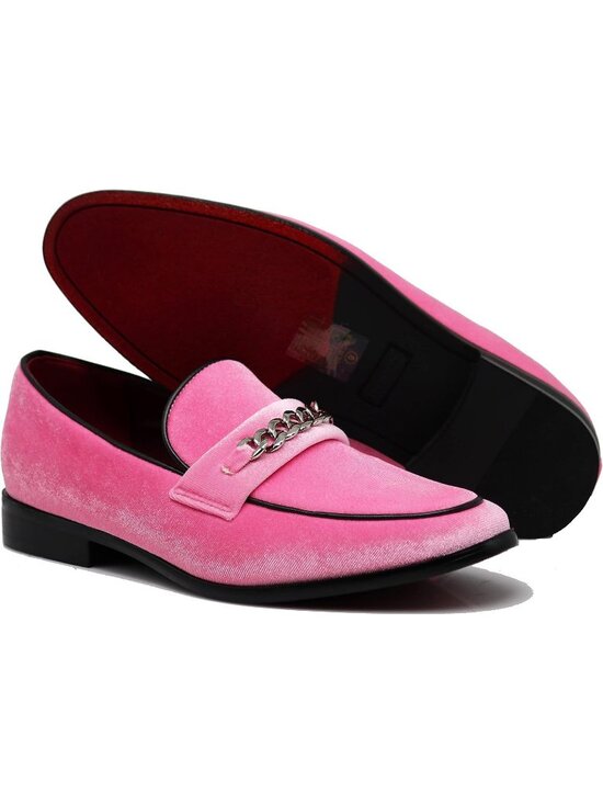 Enzo Romeo Men\'s Pink Rubber Sole Loafers Chain Buckle Slip On Wedding Shoes main image 4